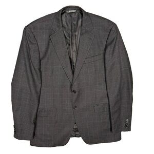 Zanetti Blazer Check Angelico Wool Sport Coat Charcoal Grey Italy 44L
